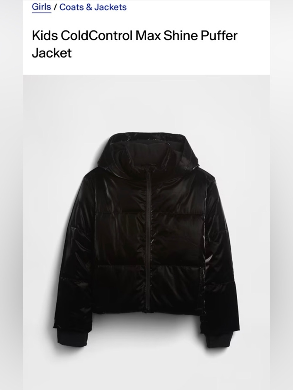GAP Kids ColdControl Max Shine Puffer Jacket - Black